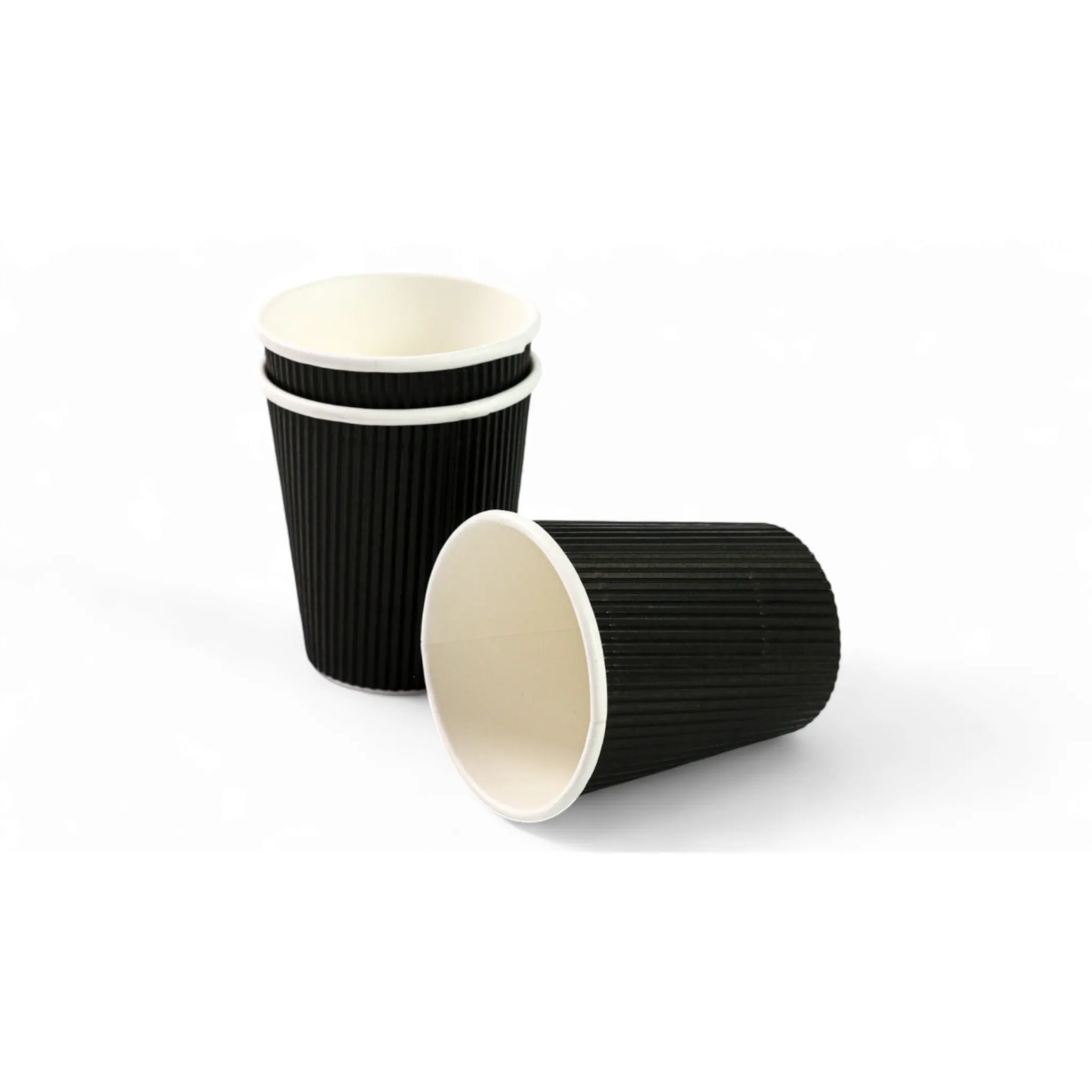 350ml Ripple Paper Coffee Cup Matte Black 5pack