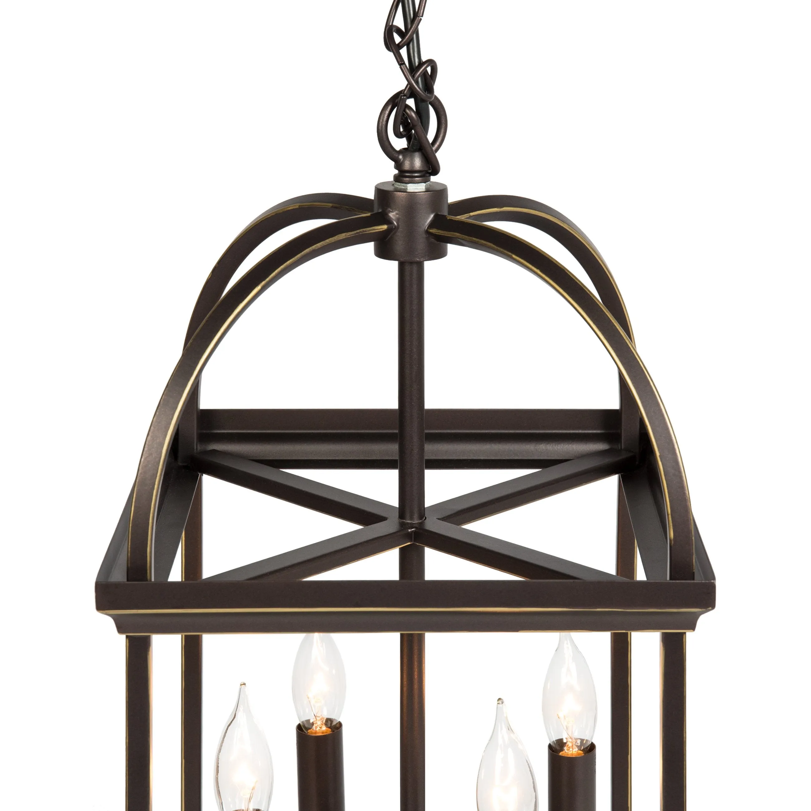 4-Light Ceiling Chandelier Lantern - Bronze