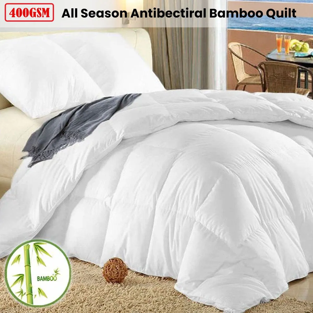 400GSM All Season Antibectiral Bamboo Quilt Queen