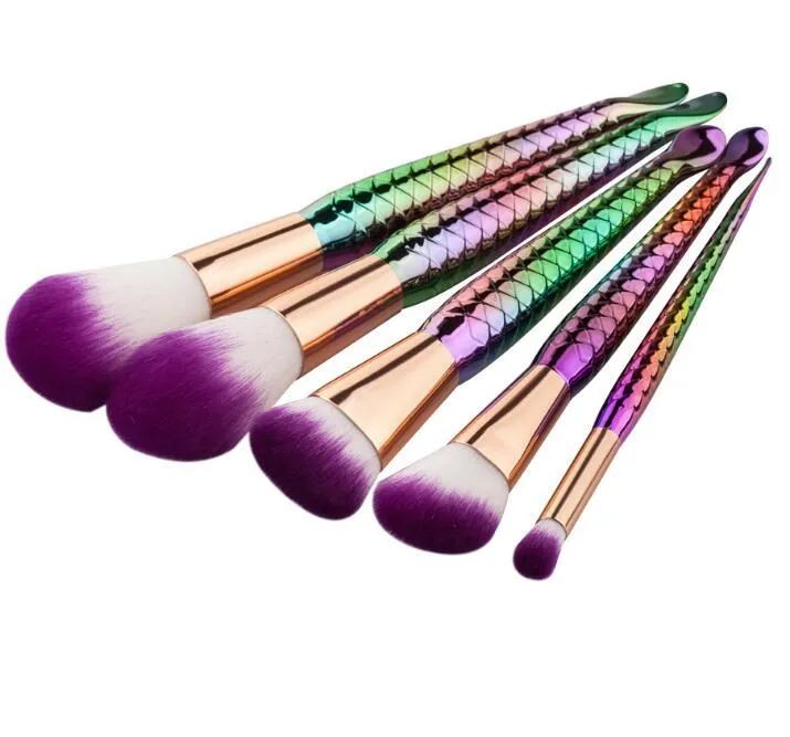 5 mermaid makeup brushes set beauty tools makeup fish type powder brush