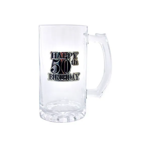 50th Birthday Badged Beer Mug