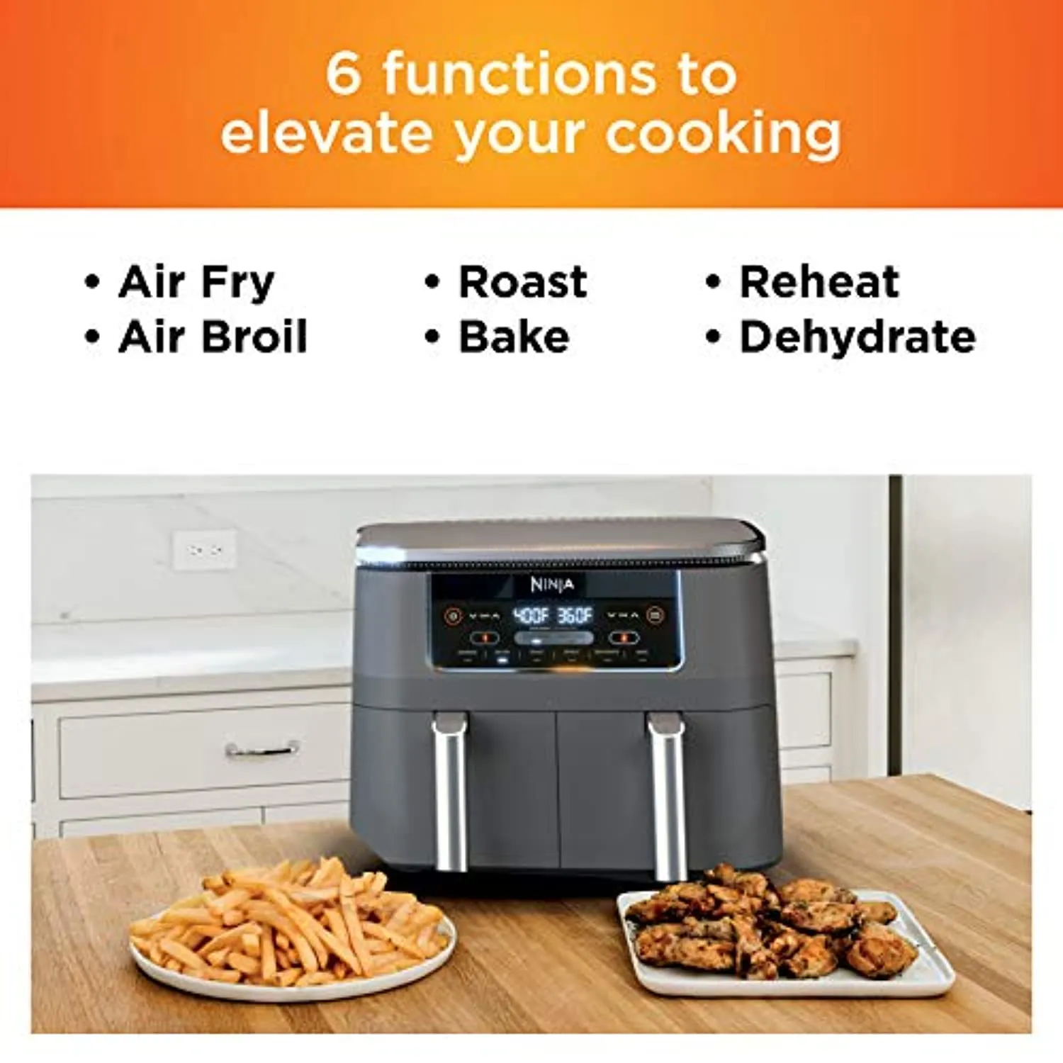 6-in-1 2-Basket Air Fryer with DualZone Technology, 8-Quart Capacity