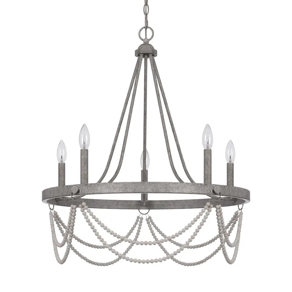 60W X 5 Anniston Beaded Metal Chandelier