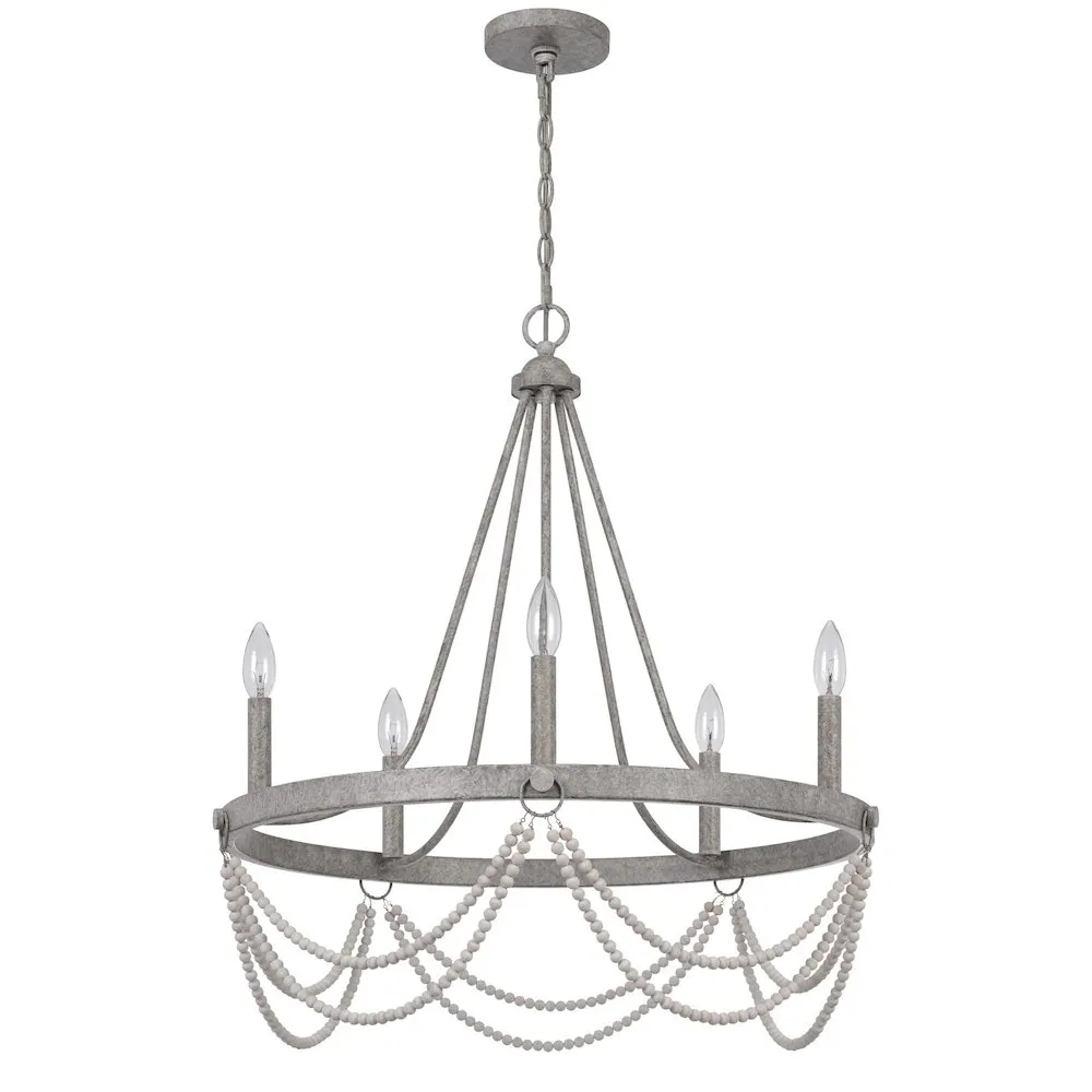 60W X 5 Anniston Beaded Metal Chandelier