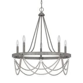 60W X 5 Anniston Beaded Metal Chandelier