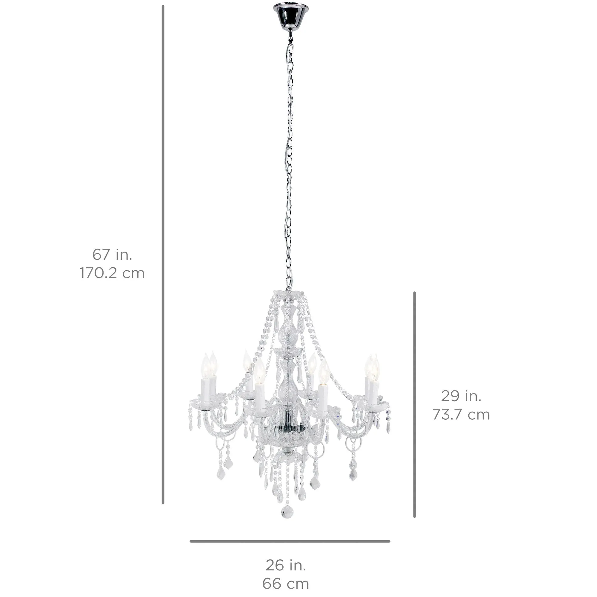 8 Light Crystal Chandelier - Clear