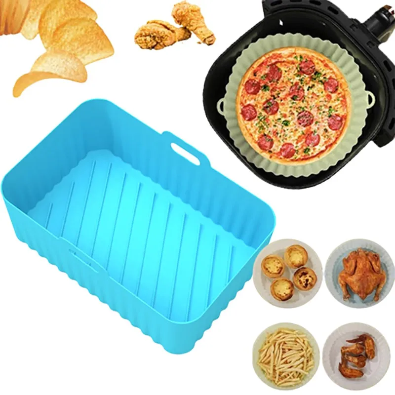 Air Fryer Silicone Insert Tray With Handles - High Temp Safe Reusable Liner