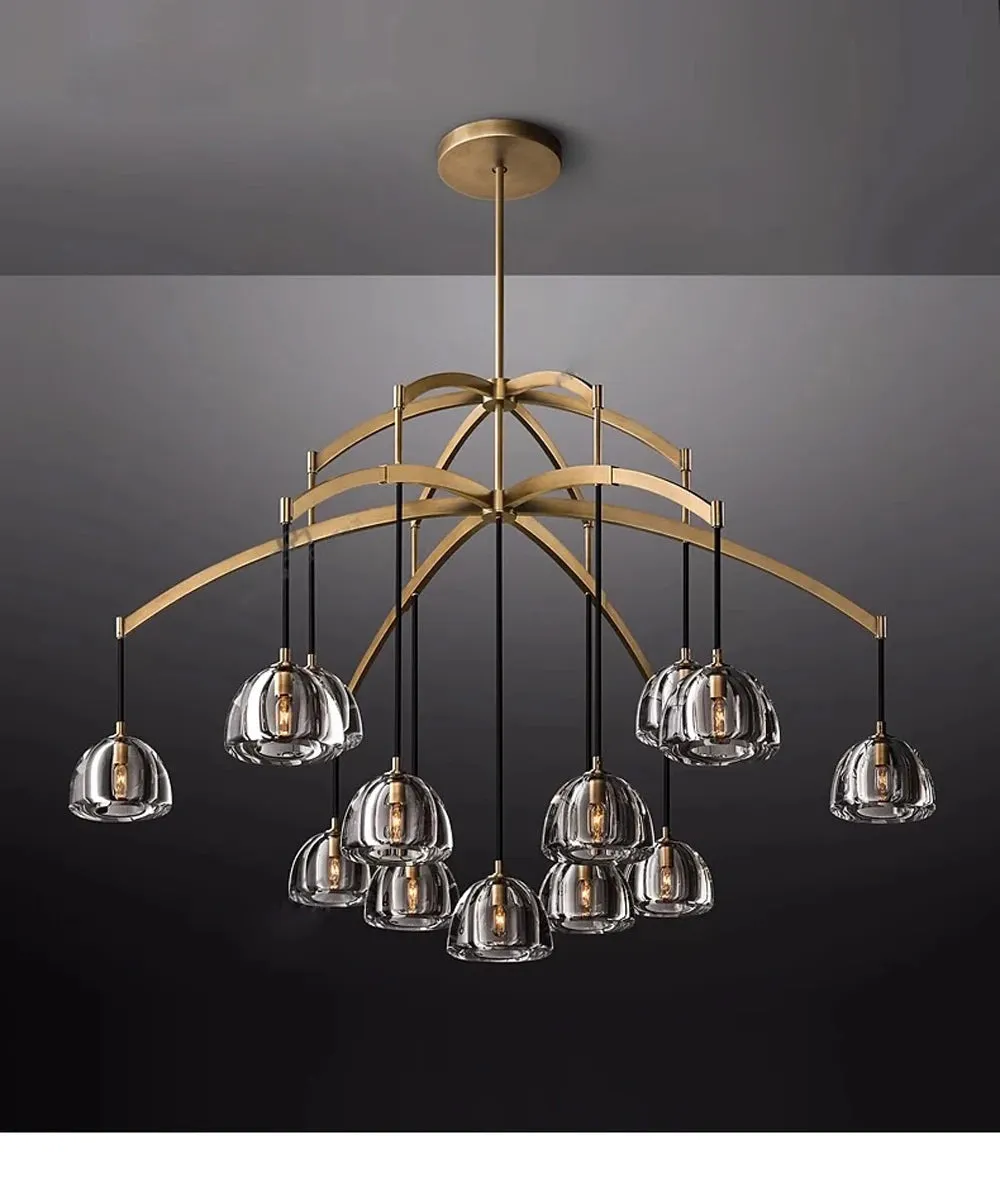 Akolia Hemisphere Retro American Series K9 Crystal Copper LED Chandelier