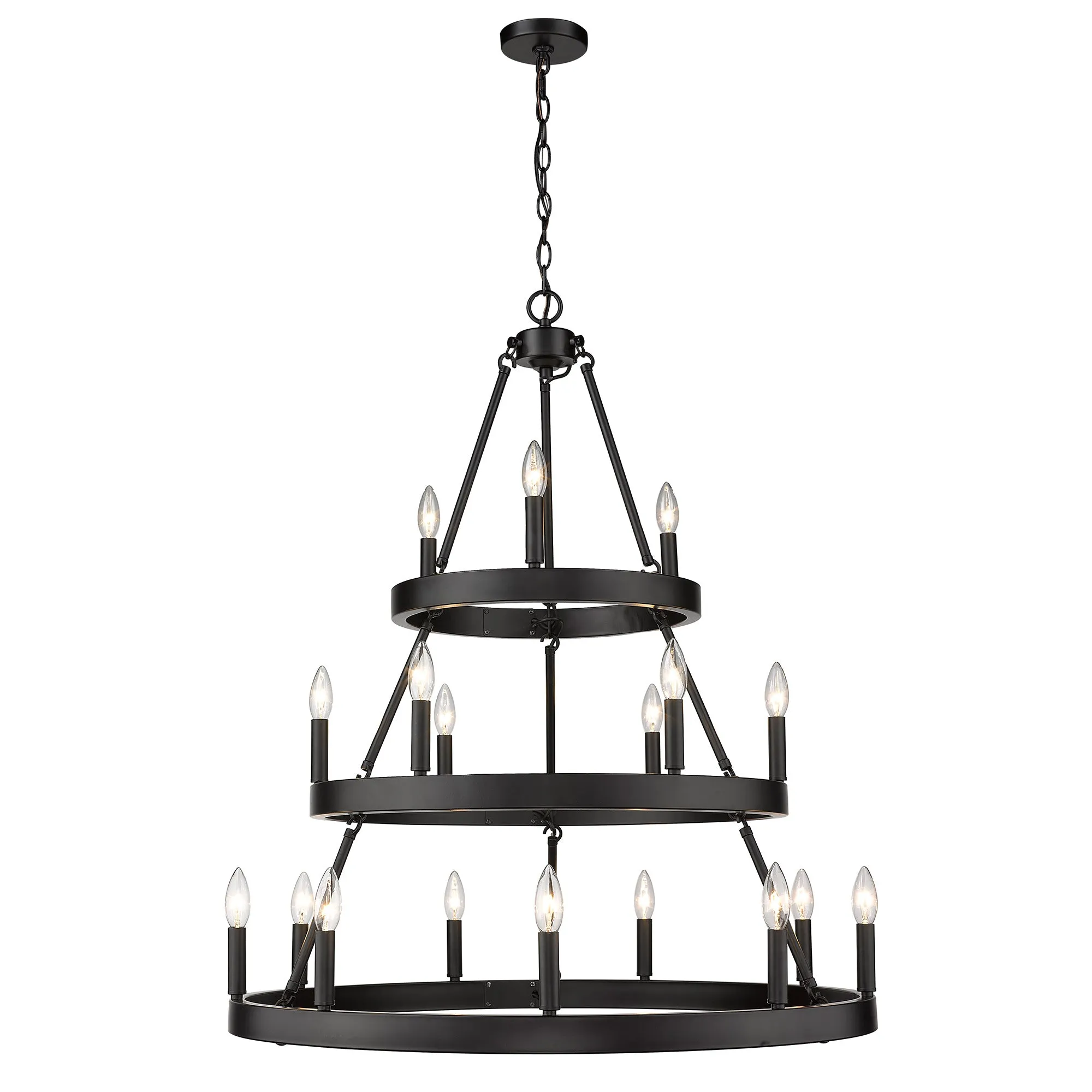 Alastair 3 Tier 3 6 9 Light Chandelier in Matte Black