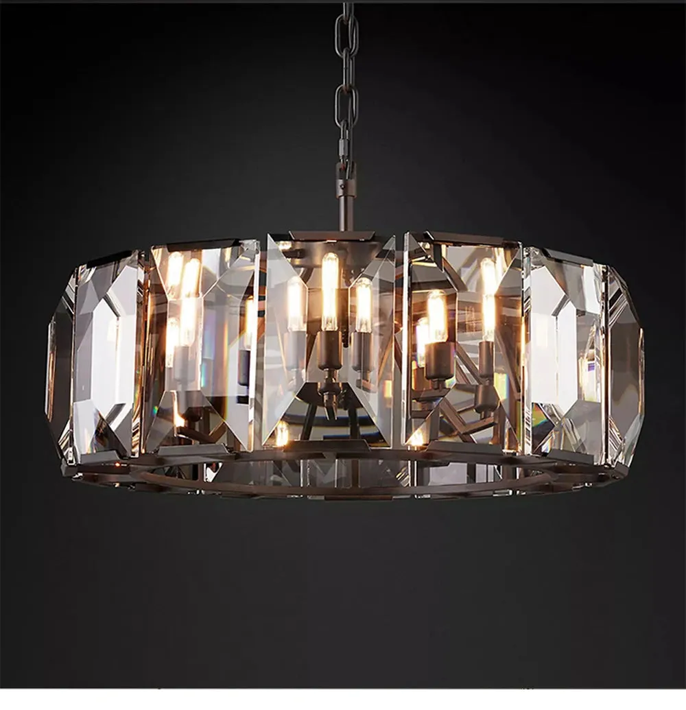 American Dimmable LED Gold Chrome Black Crystal Chandelier Lighting Lustre Hanging Lamps Suspension Luminaire Lampen For Foyer