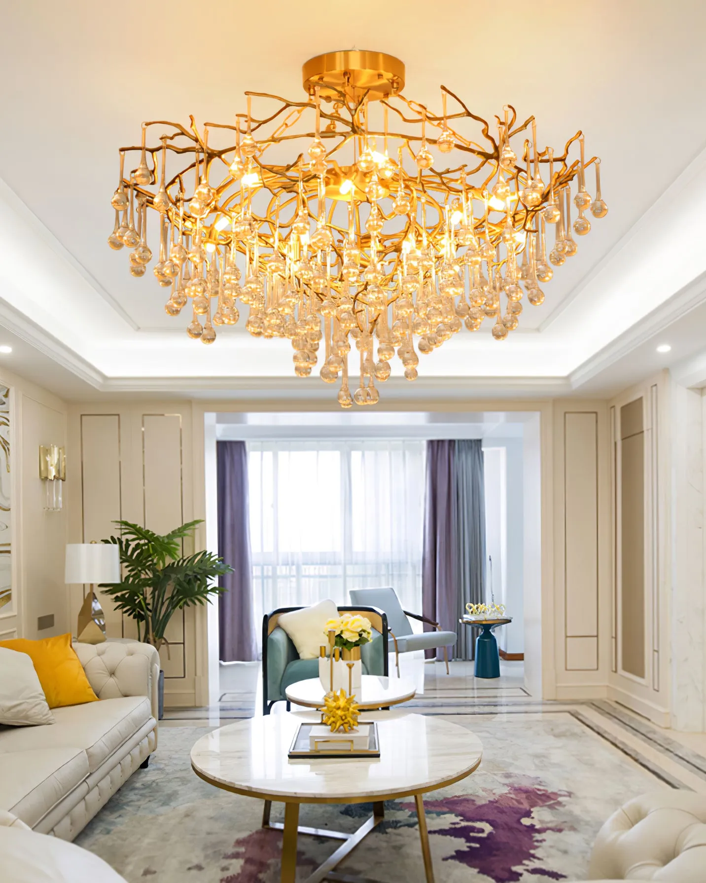 Anita Brass Leaf Chandelier