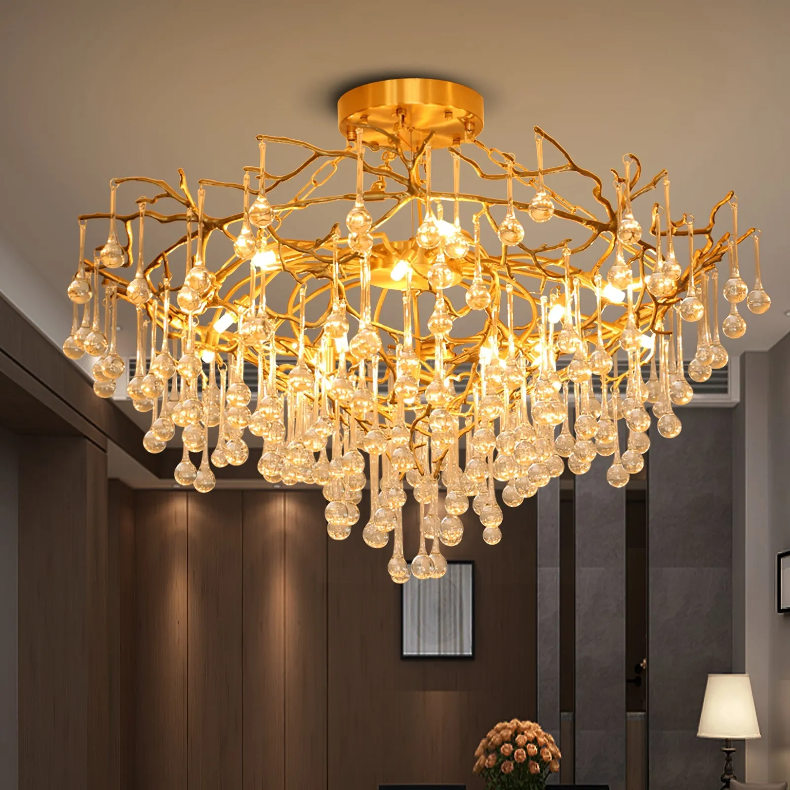 Anita Brass Leaf Chandelier