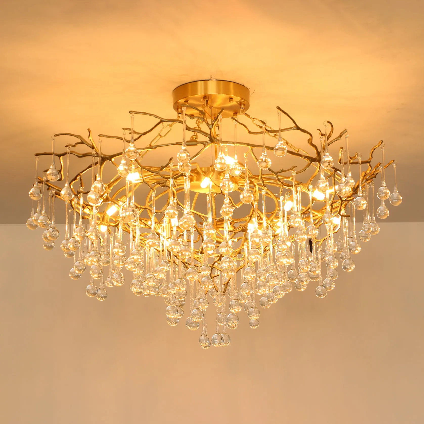 Anita Brass Leaf Chandelier