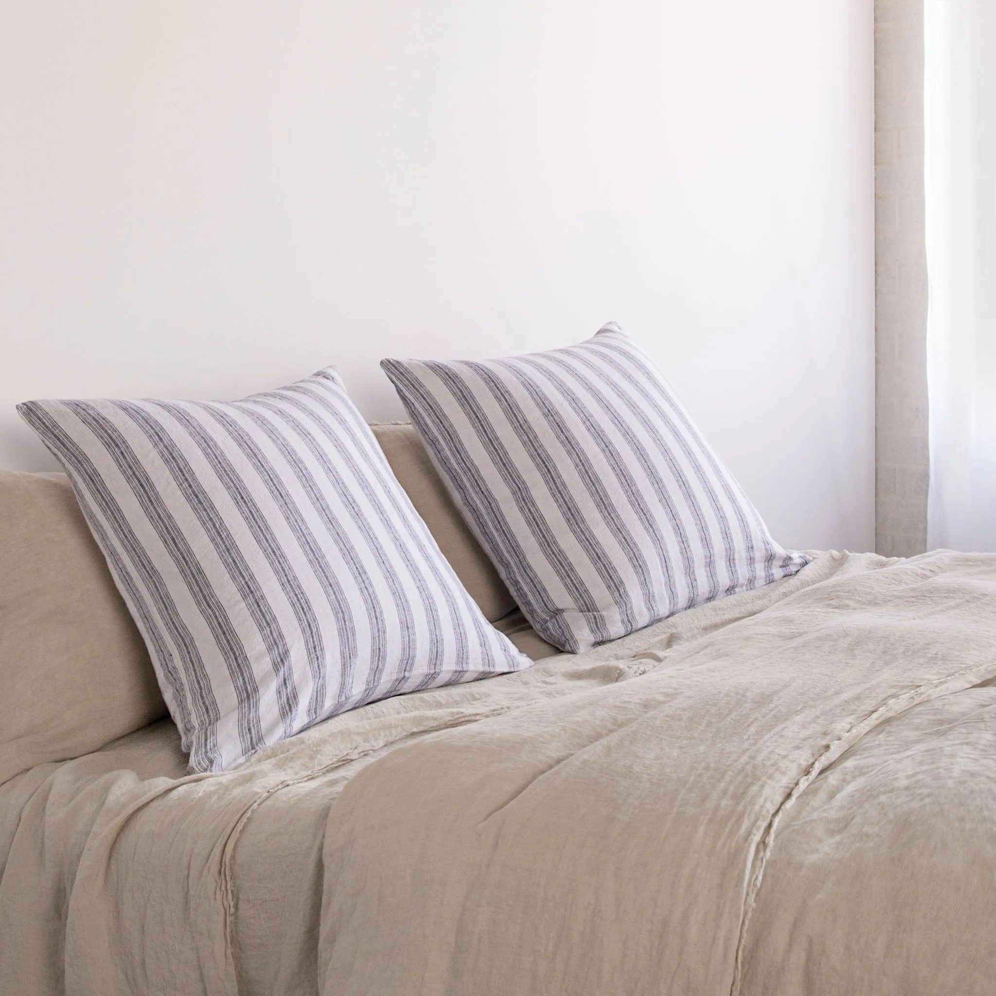 Basix Stripe European Linen Pillowcase - Ayrton/Nox