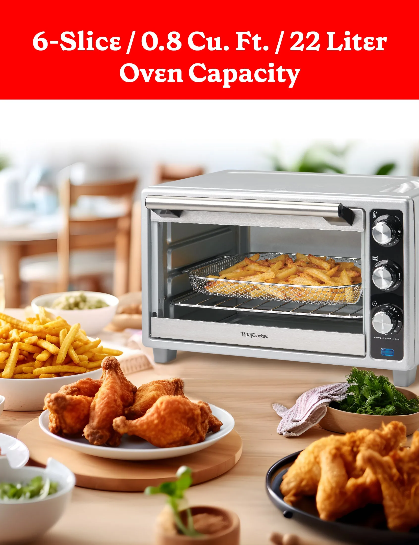 Betty Crocker Multifunction Air Fryer Convection Toaster Oven