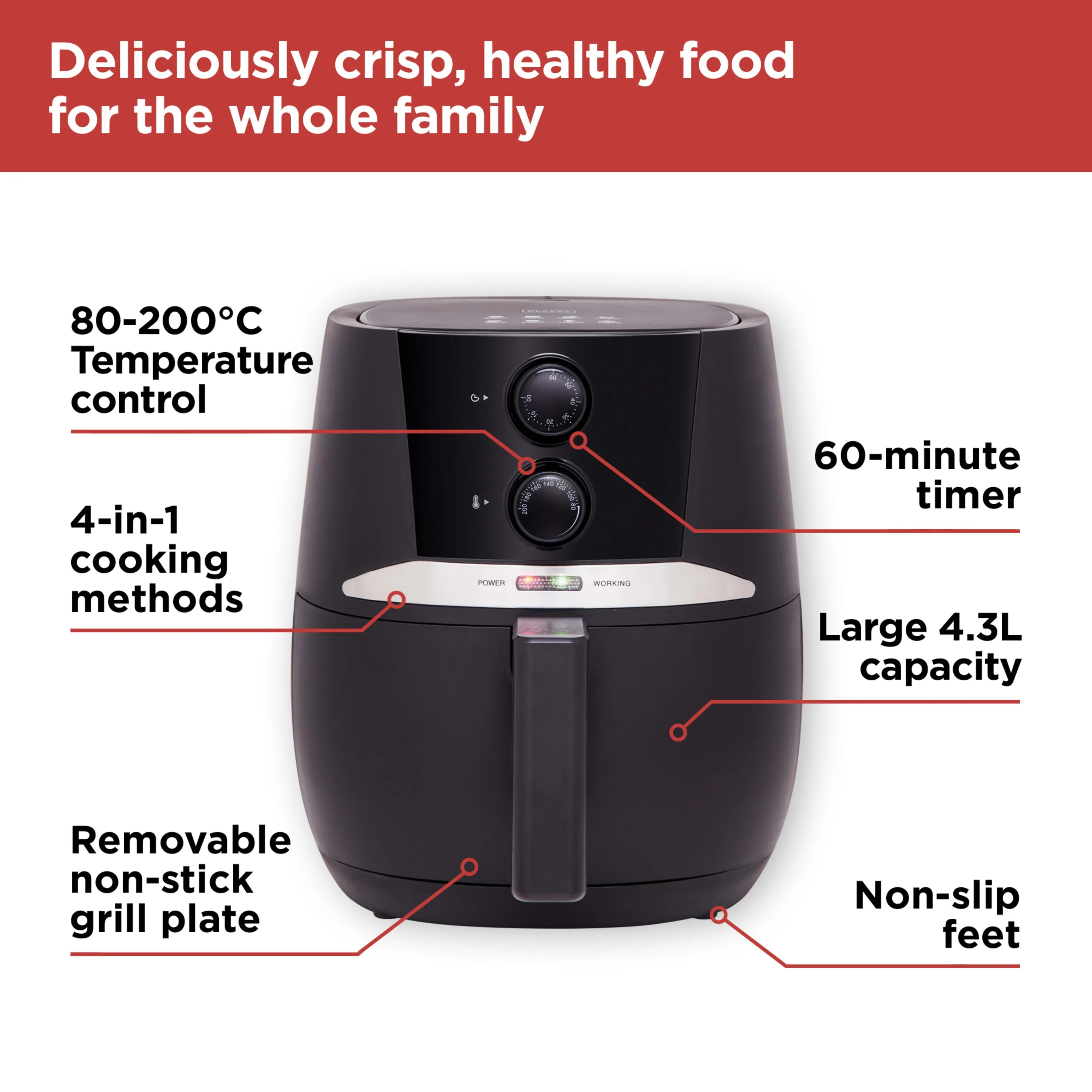 Black And Decker Manual Air fryer 4.3 Litre