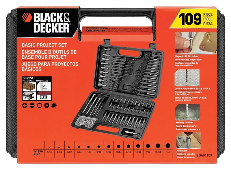 Black Decker BDA91109 Combination Drill Bit Set, 109-Piece :EA: QUANTITY: 1