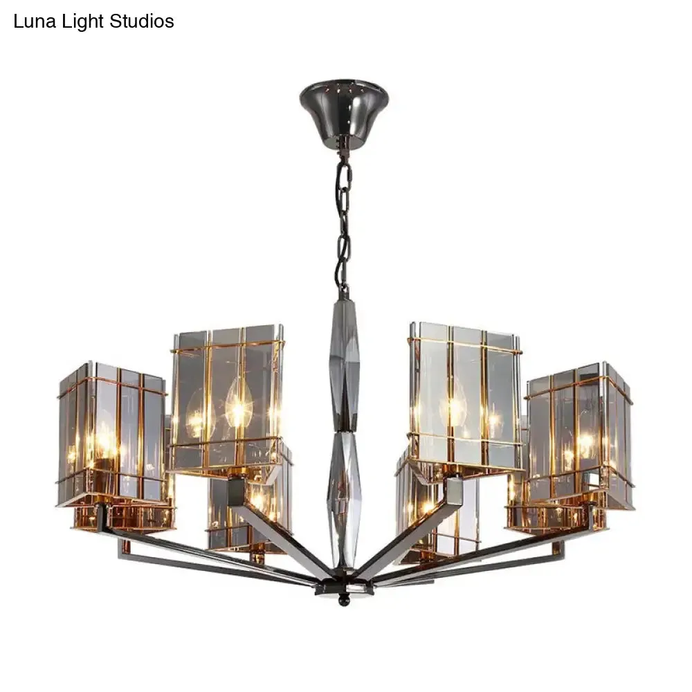 Black Smoked Glass Triangle Chandelier Light for Simplicity and Elegance in Living Room - Pendant Light Fixture