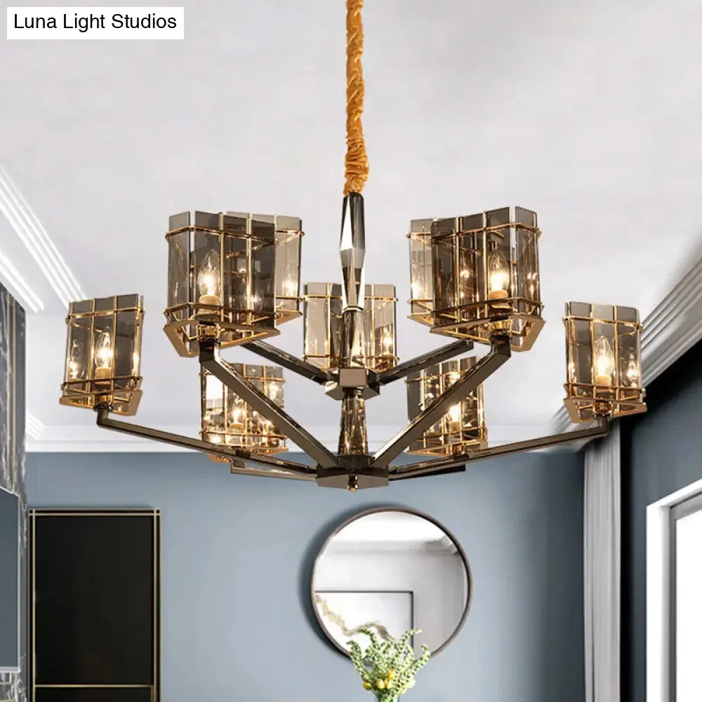 Black Smoked Glass Triangle Chandelier Light for Simplicity and Elegance in Living Room - Pendant Light Fixture