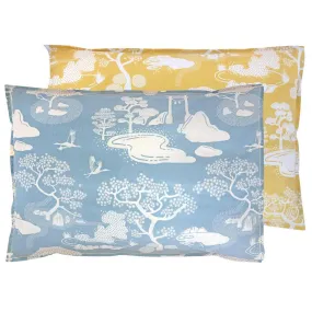 Blue and Yellow Zen Onsen Garden Pillowcase