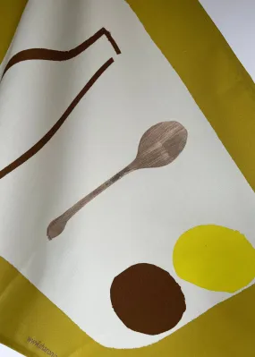 Bottle   Spoon Tea Towel - Ochre