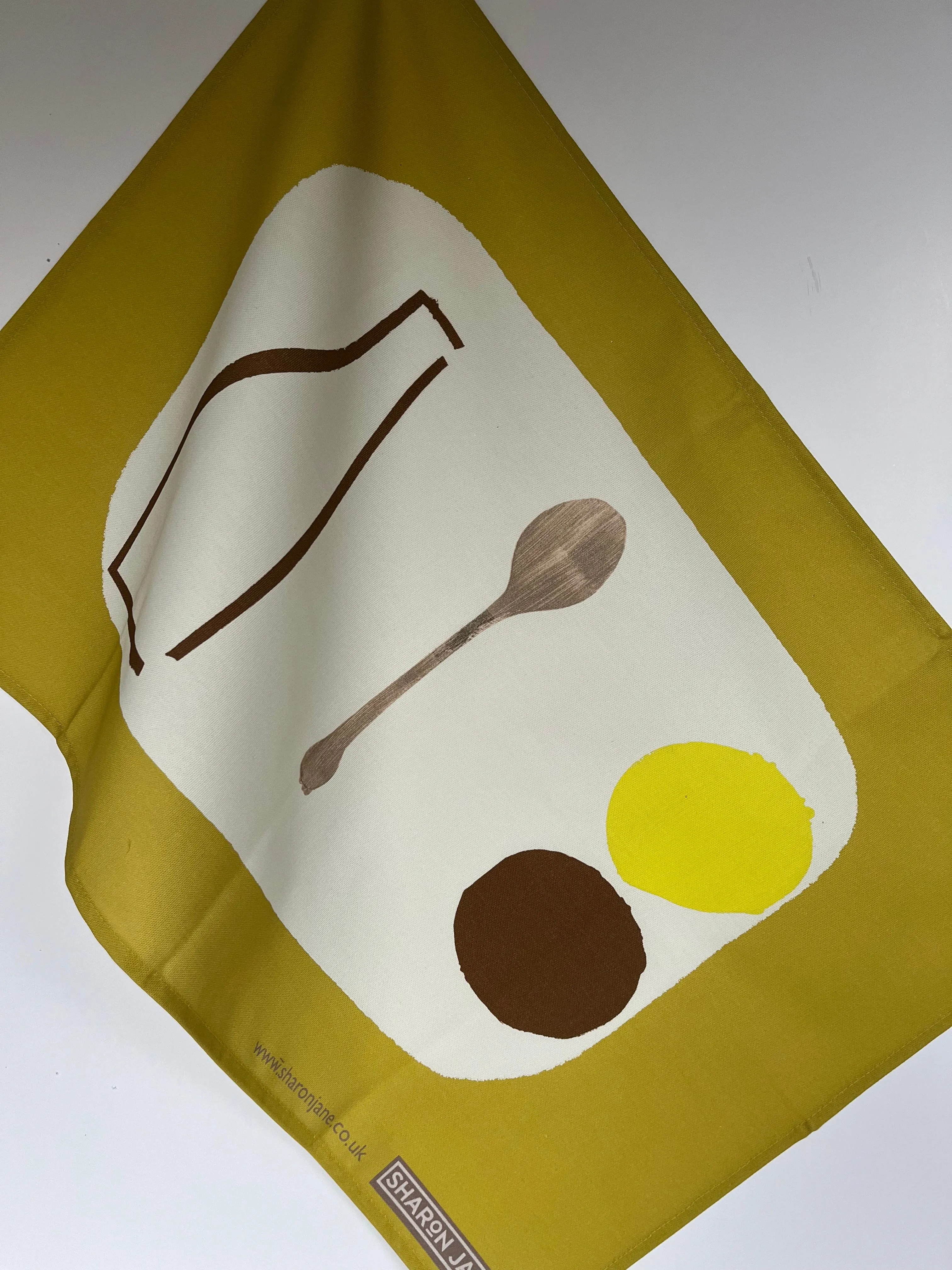 Bottle   Spoon Tea Towel - Ochre