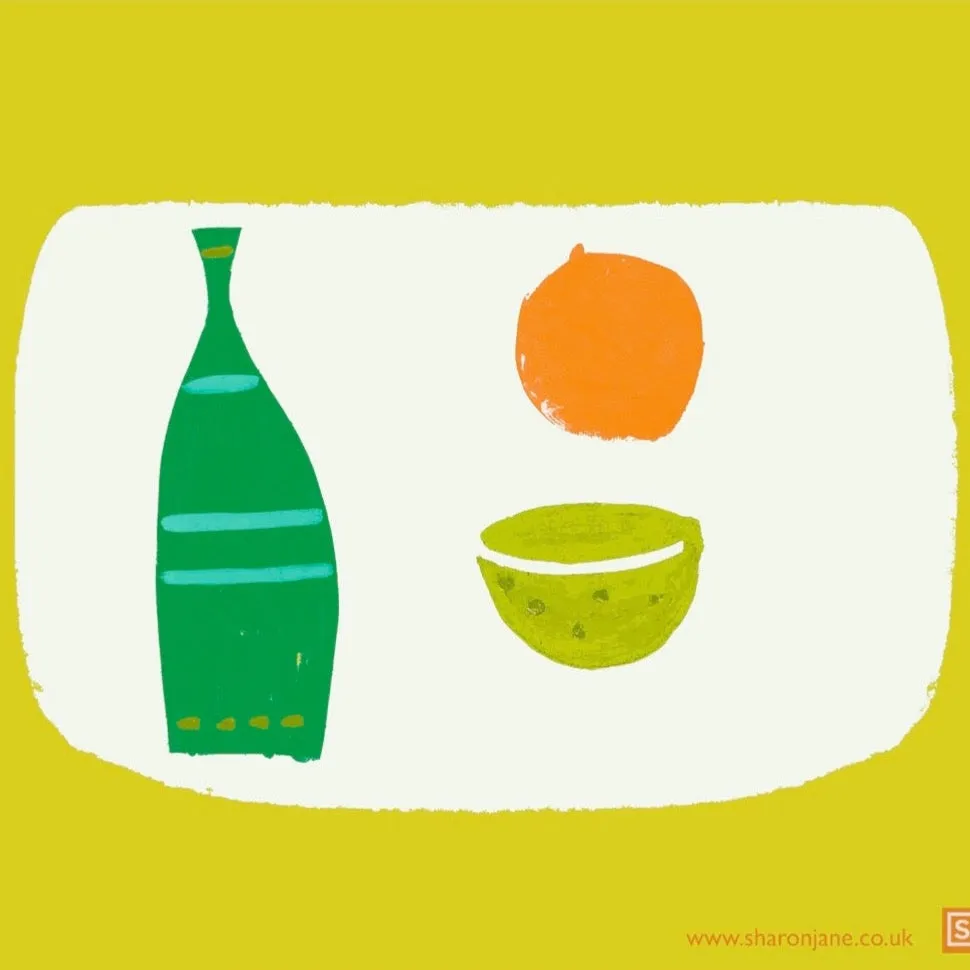 Bottle Tea Towel - Emerald   Acid Yellow