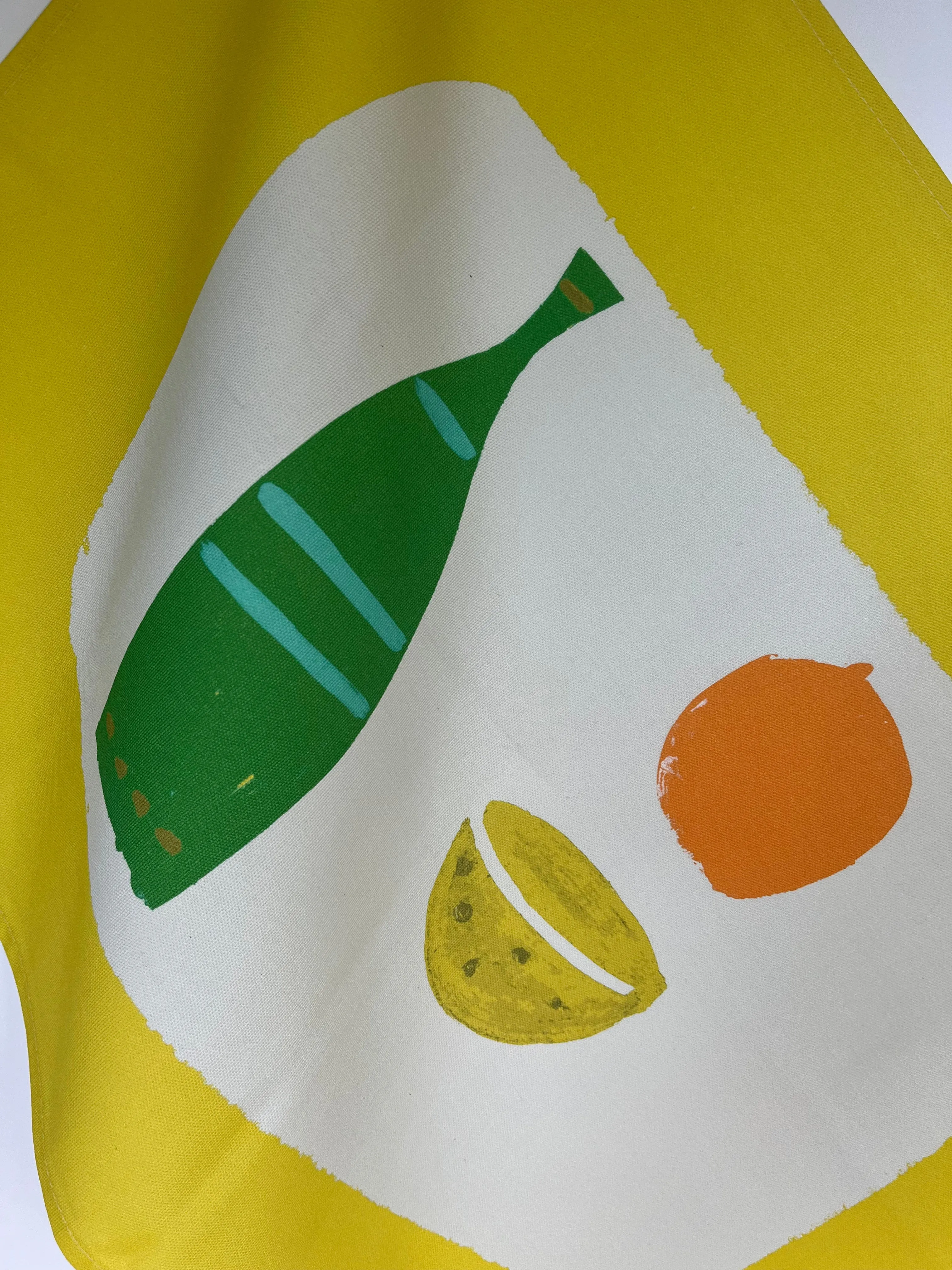 Bottle Tea Towel - Emerald   Acid Yellow