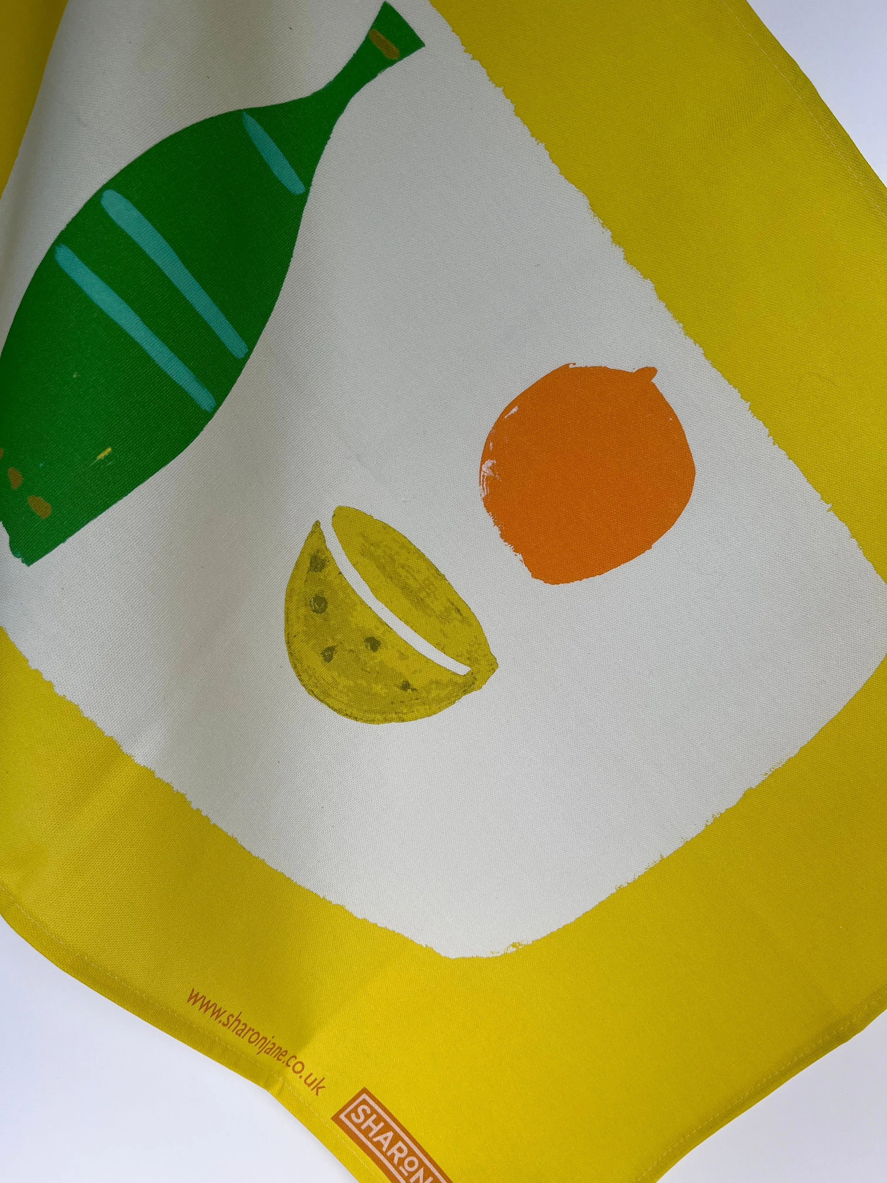 Bottle Tea Towel - Emerald   Acid Yellow