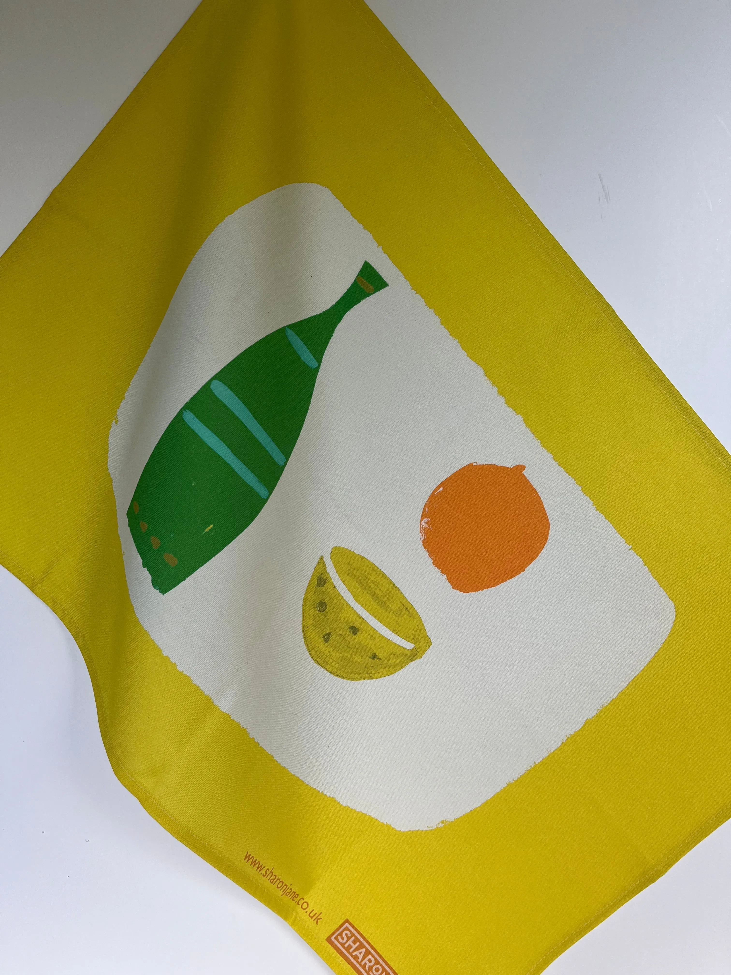 Bottle Tea Towel - Emerald   Acid Yellow