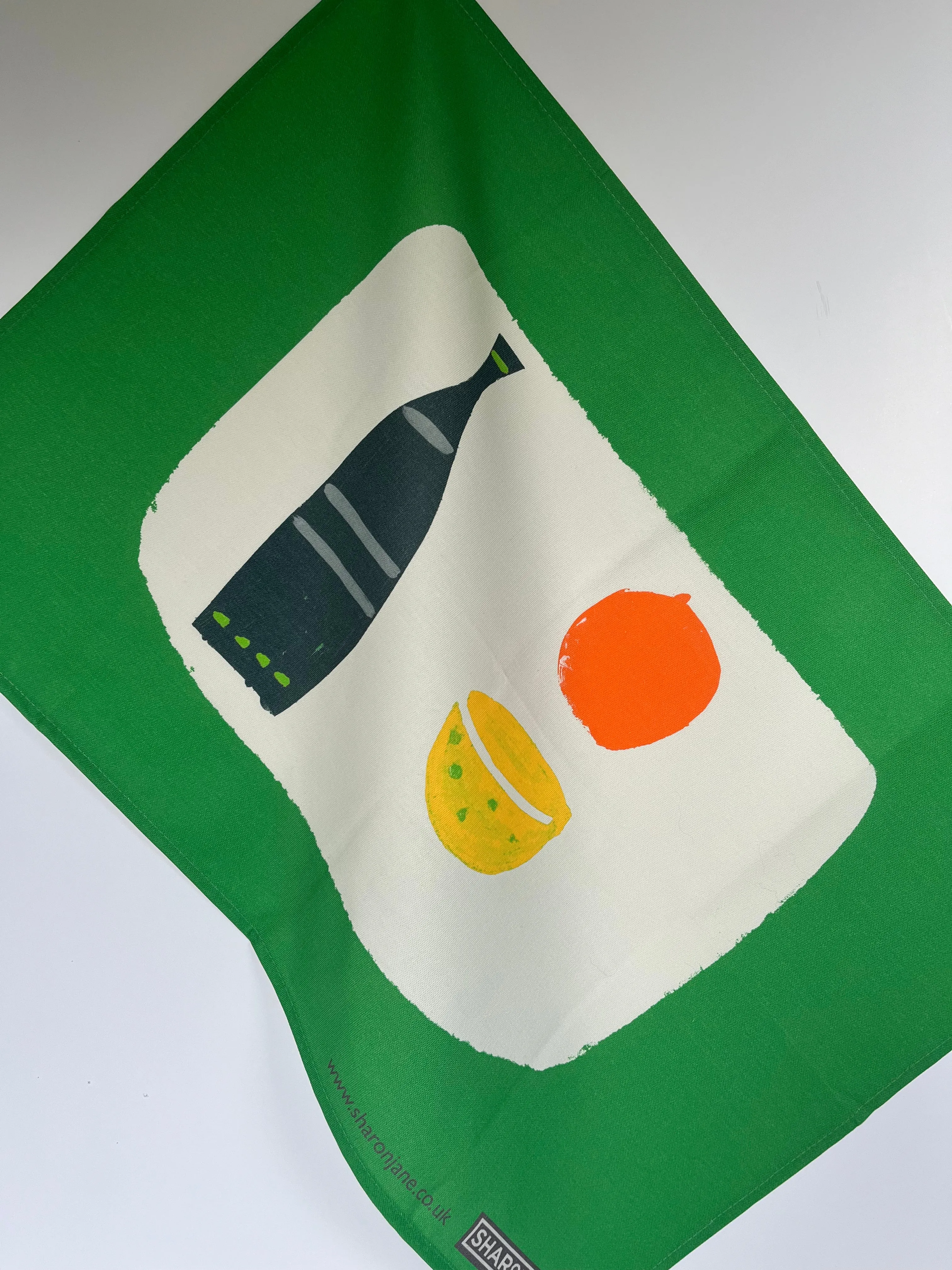 Bottle Tea Towel - Emerald   Anthacite