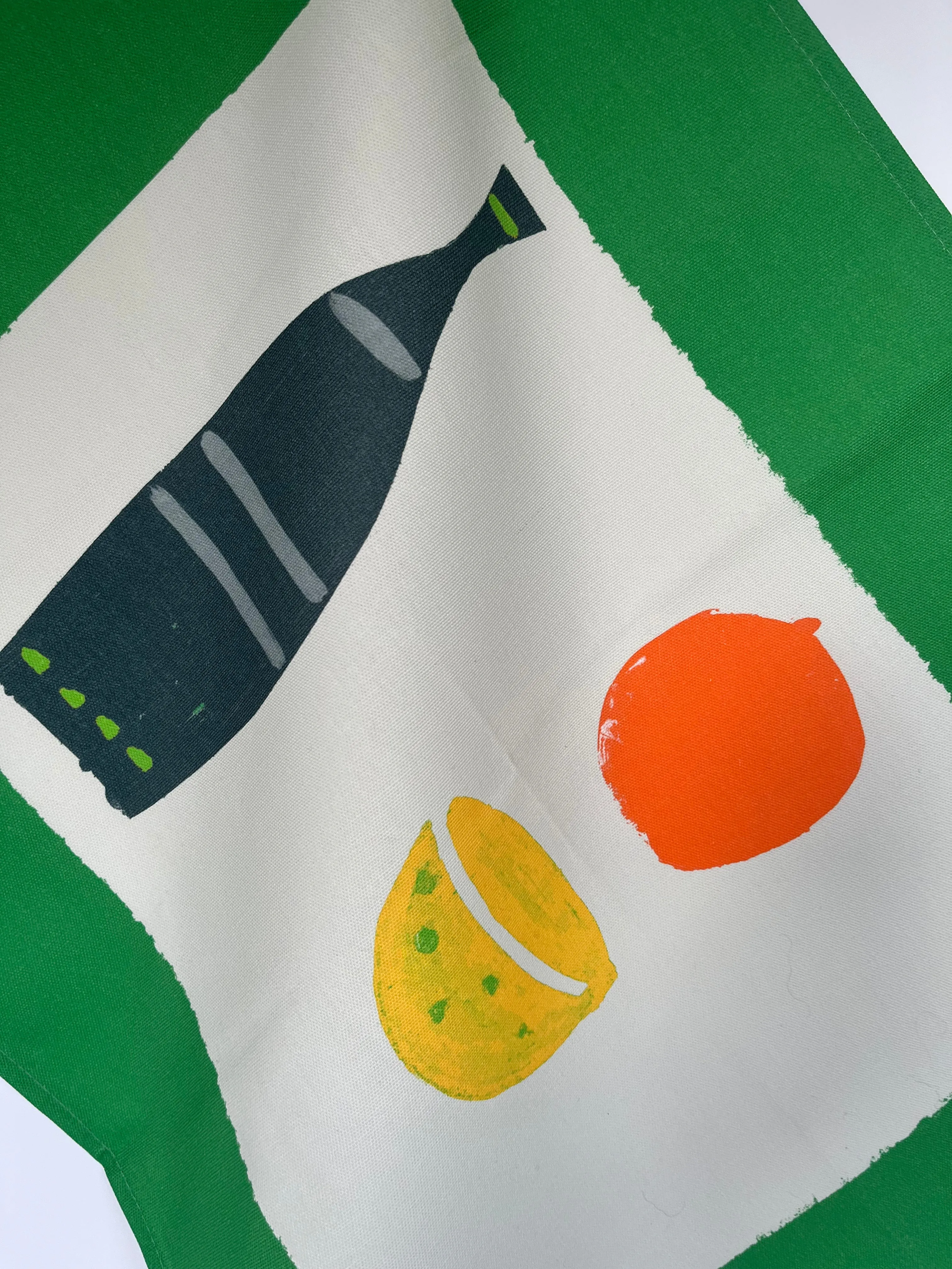 Bottle Tea Towel - Emerald   Anthacite