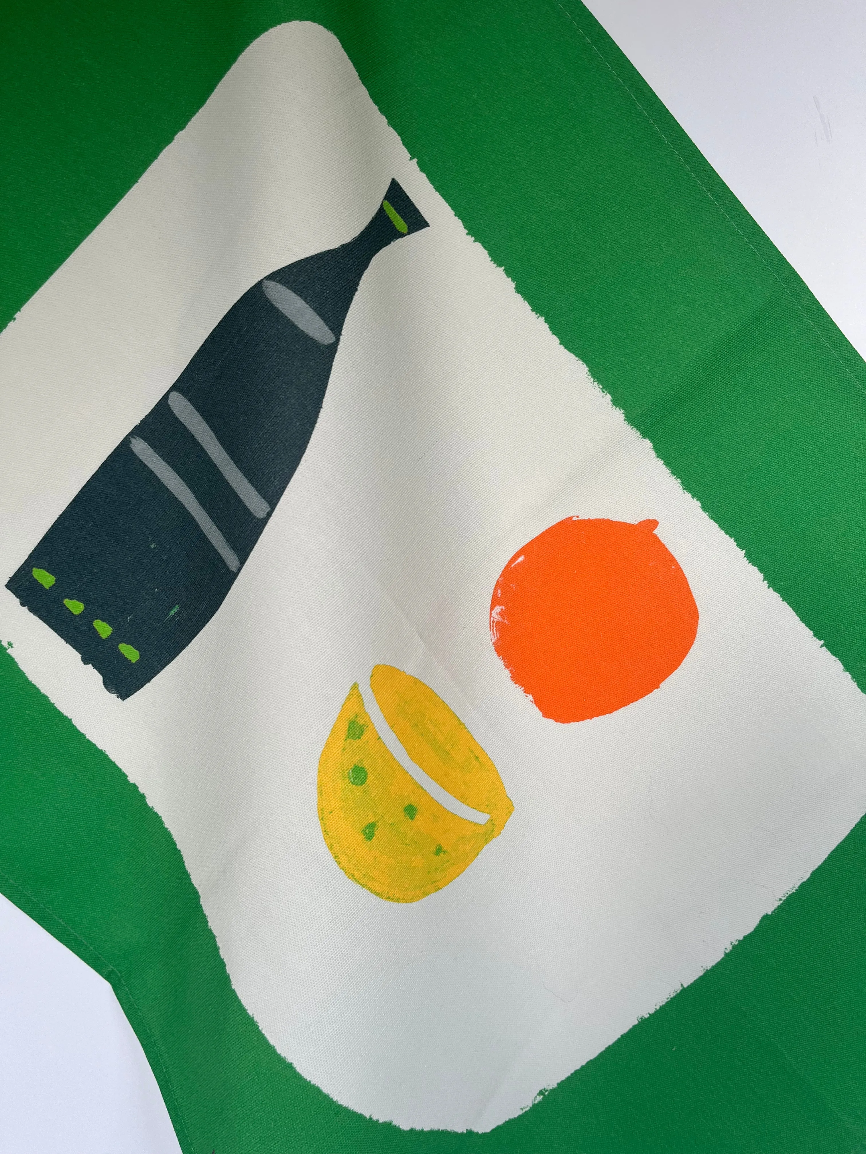 Bottle Tea Towel - Emerald   Anthacite