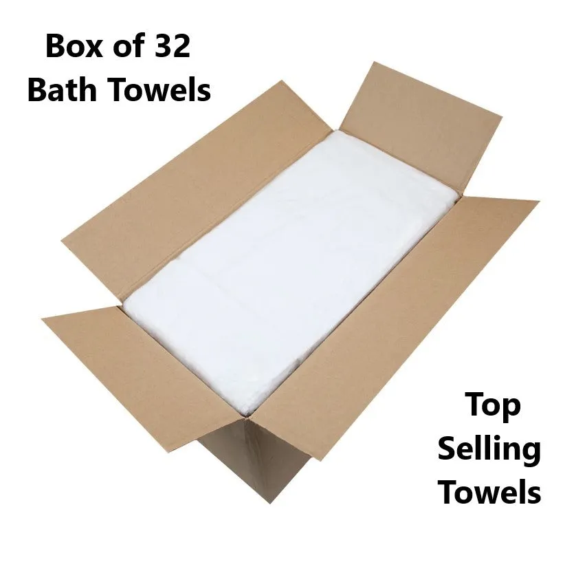 Box of 32 Luxury Soft White Bath Towels Egyptian Cotton 600GSM Hotel Quality