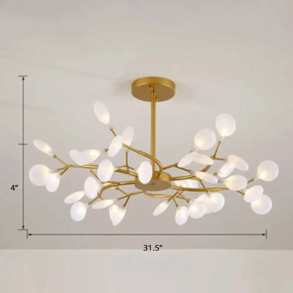 Brass Postmodern Leaf Metal Chandelier Pendant Light - LED Hanging Light for Living Room