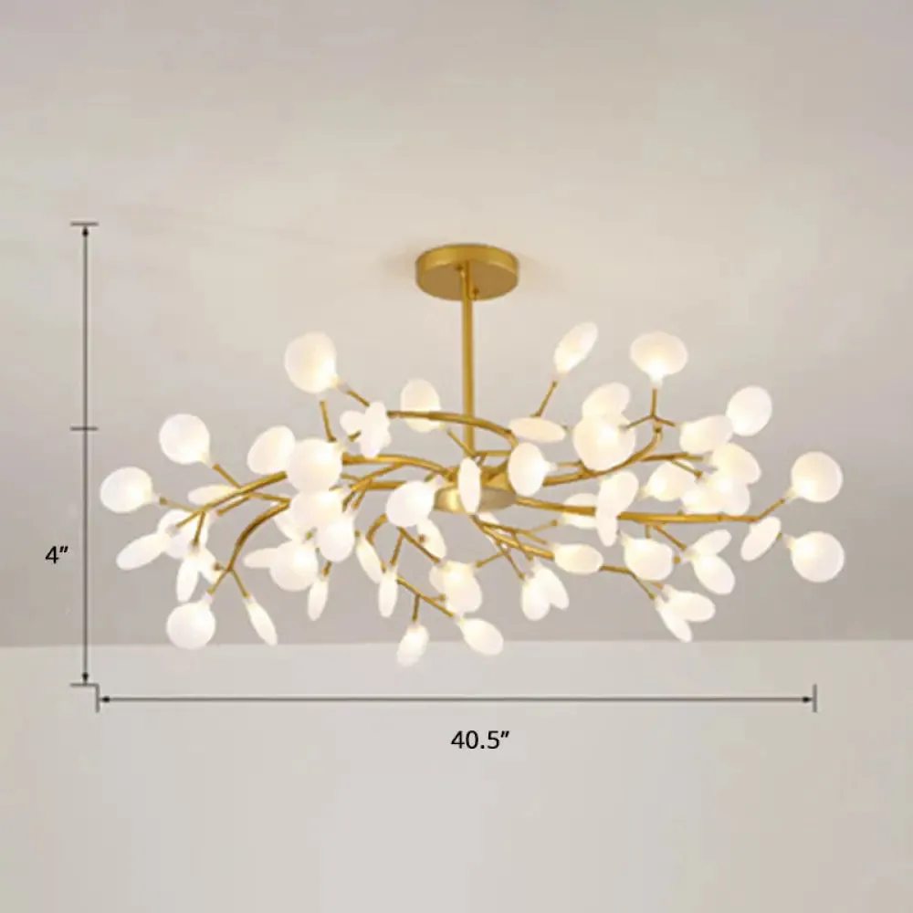 Brass Postmodern Leaf Metal Chandelier Pendant Light - LED Hanging Light for Living Room