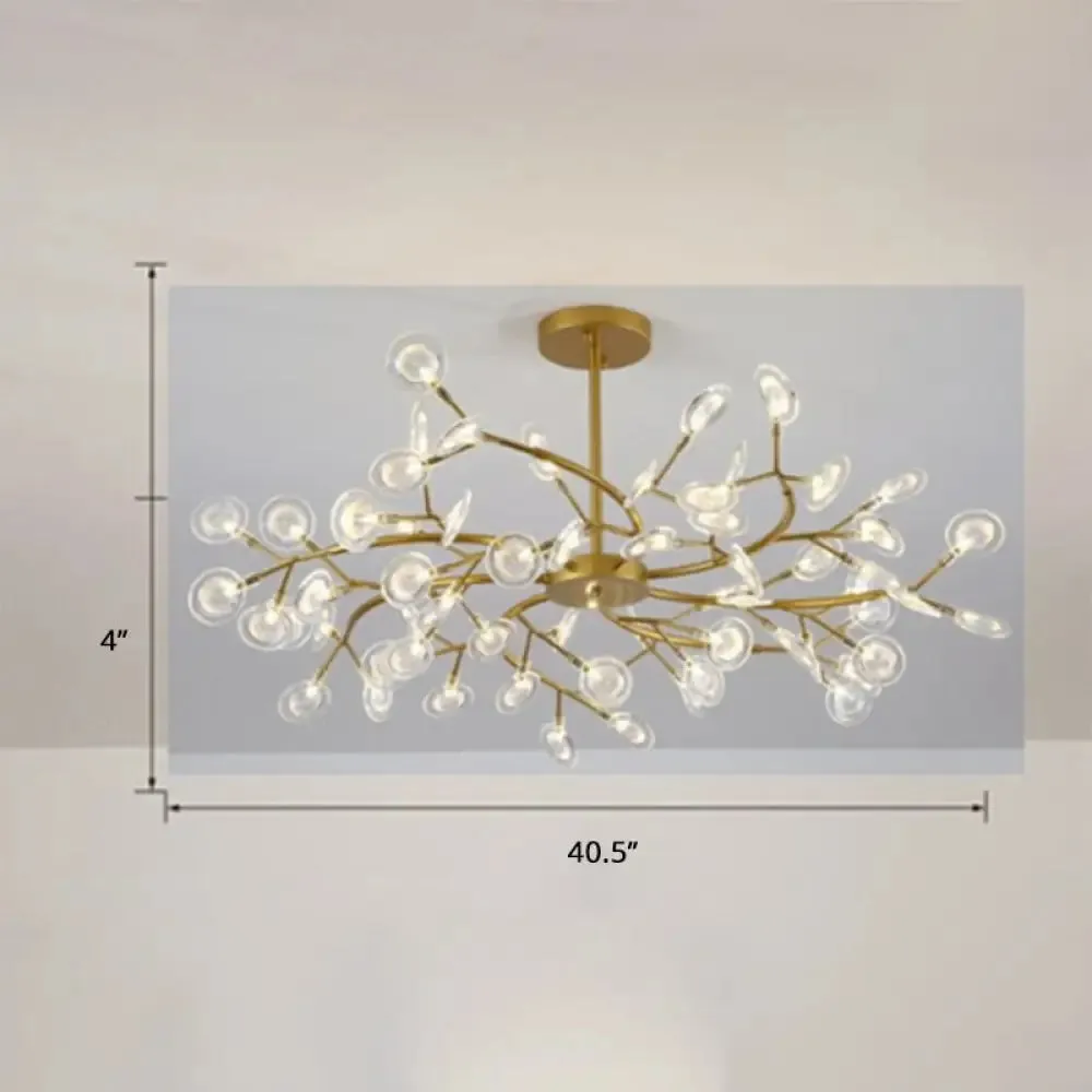 Brass Postmodern Leaf Metal Chandelier Pendant Light - LED Hanging Light for Living Room