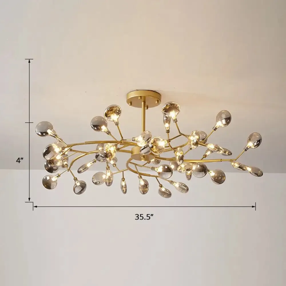 Brass Postmodern Leaf Metal Chandelier Pendant Light - LED Hanging Light for Living Room