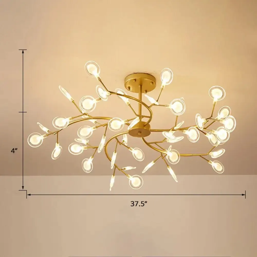 Brass Postmodern Leaf Metal Chandelier Pendant Light - LED Hanging Light for Living Room