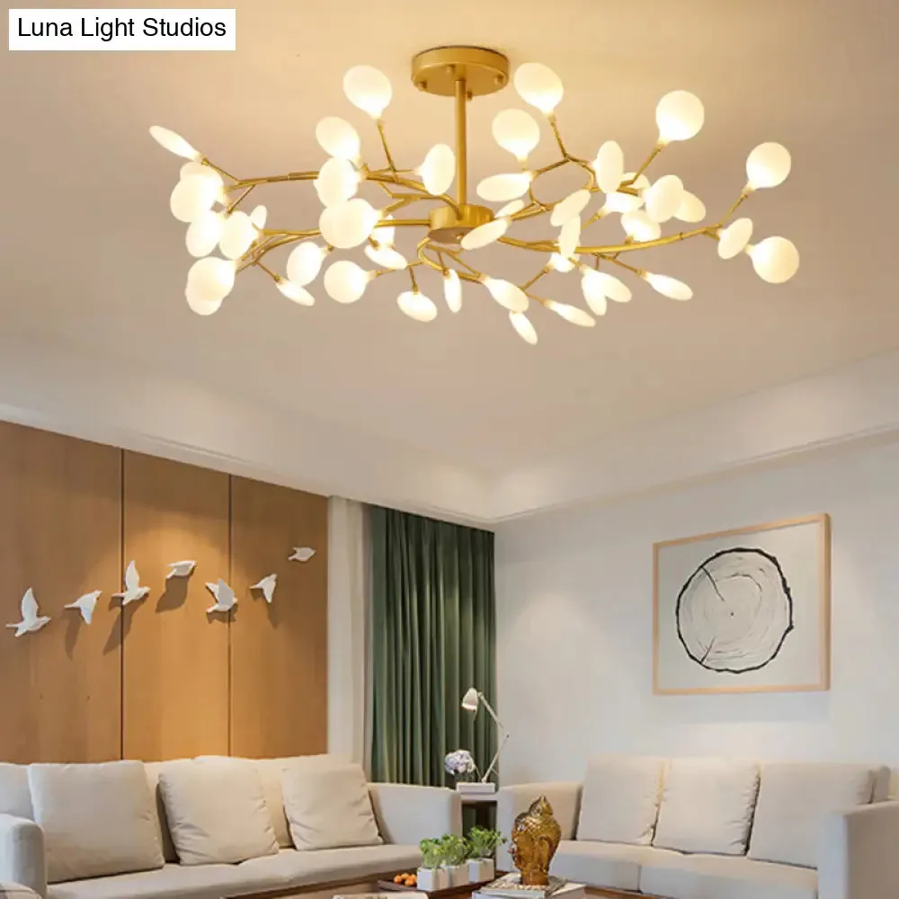 Brass Postmodern Leaf Metal Chandelier Pendant Light - LED Hanging Light for Living Room