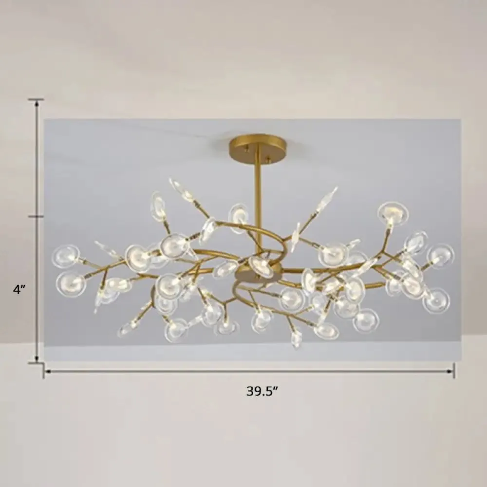 Brass Postmodern Leaf Metal Chandelier Pendant Light - LED Hanging Light for Living Room