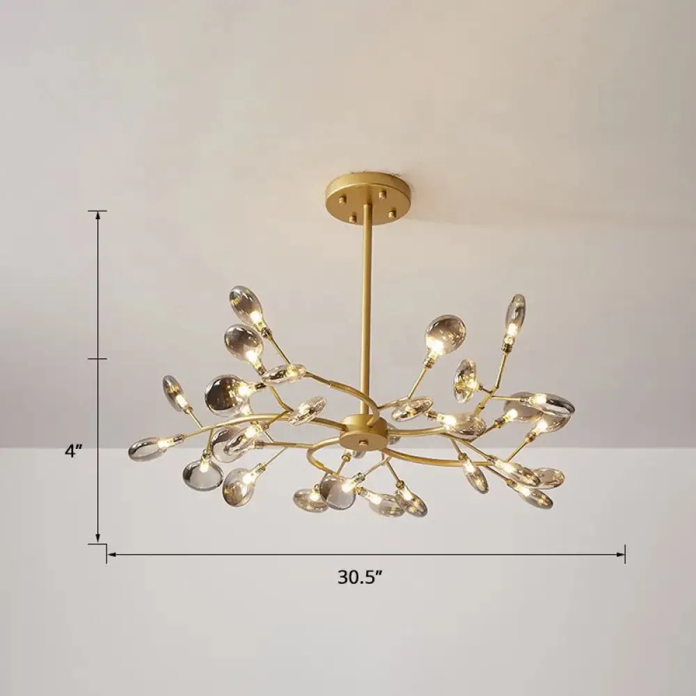 Brass Postmodern Leaf Metal Chandelier Pendant Light - LED Hanging Light for Living Room