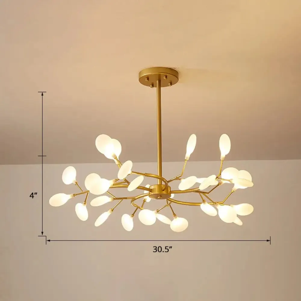 Brass Postmodern Leaf Metal Chandelier Pendant Light - LED Hanging Light for Living Room