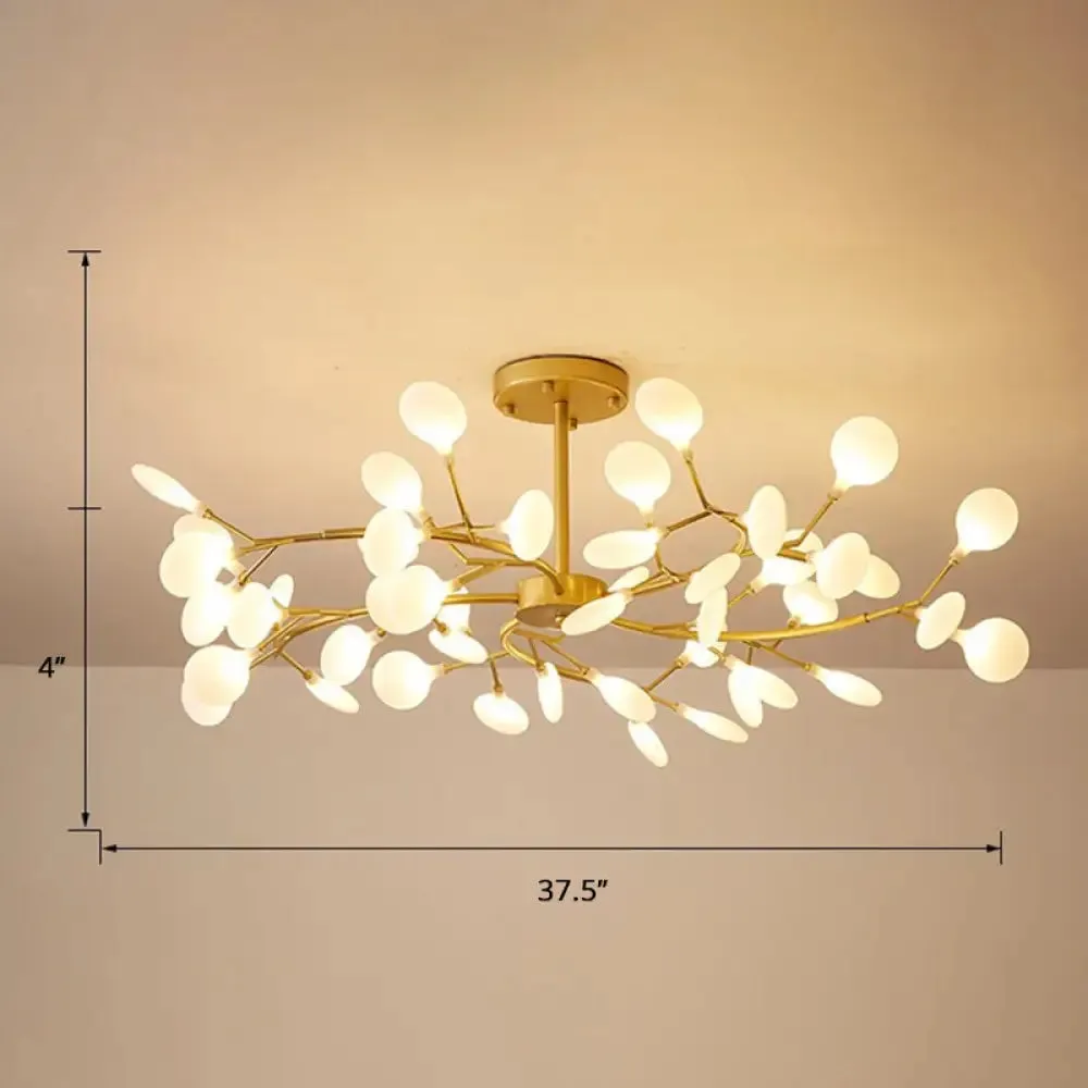 Brass Postmodern Leaf Metal Chandelier Pendant Light - LED Hanging Light for Living Room