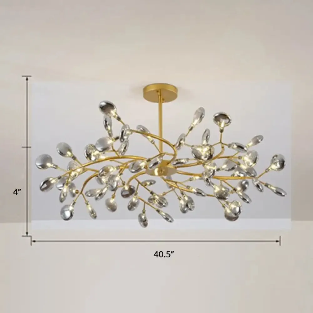 Brass Postmodern Leaf Metal Chandelier Pendant Light - LED Hanging Light for Living Room