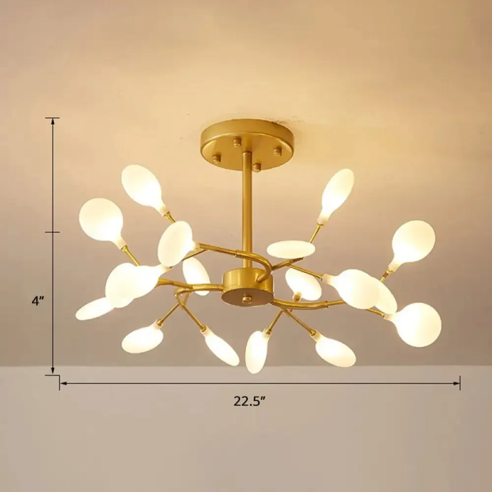 Brass Postmodern Leaf Metal Chandelier Pendant Light - LED Hanging Light for Living Room