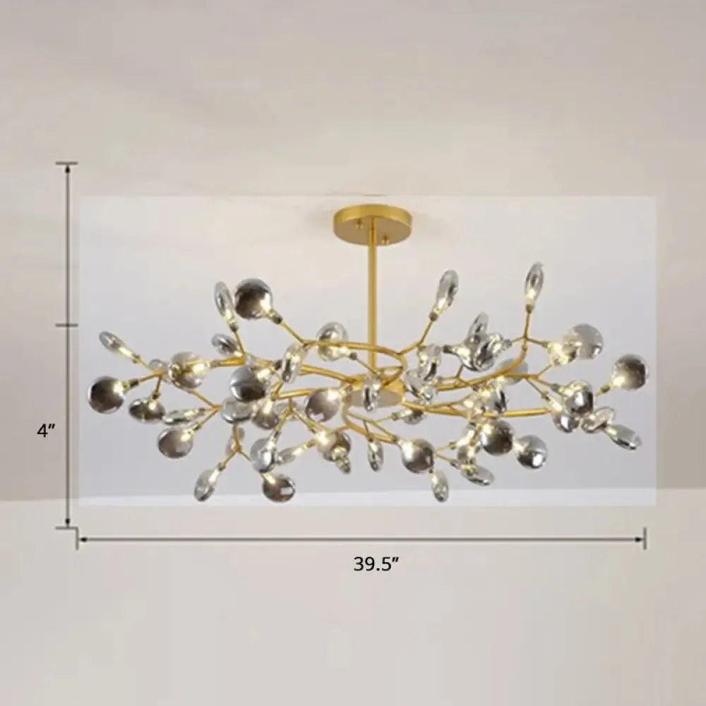 Brass Postmodern Leaf Metal Chandelier Pendant Light - LED Hanging Light for Living Room