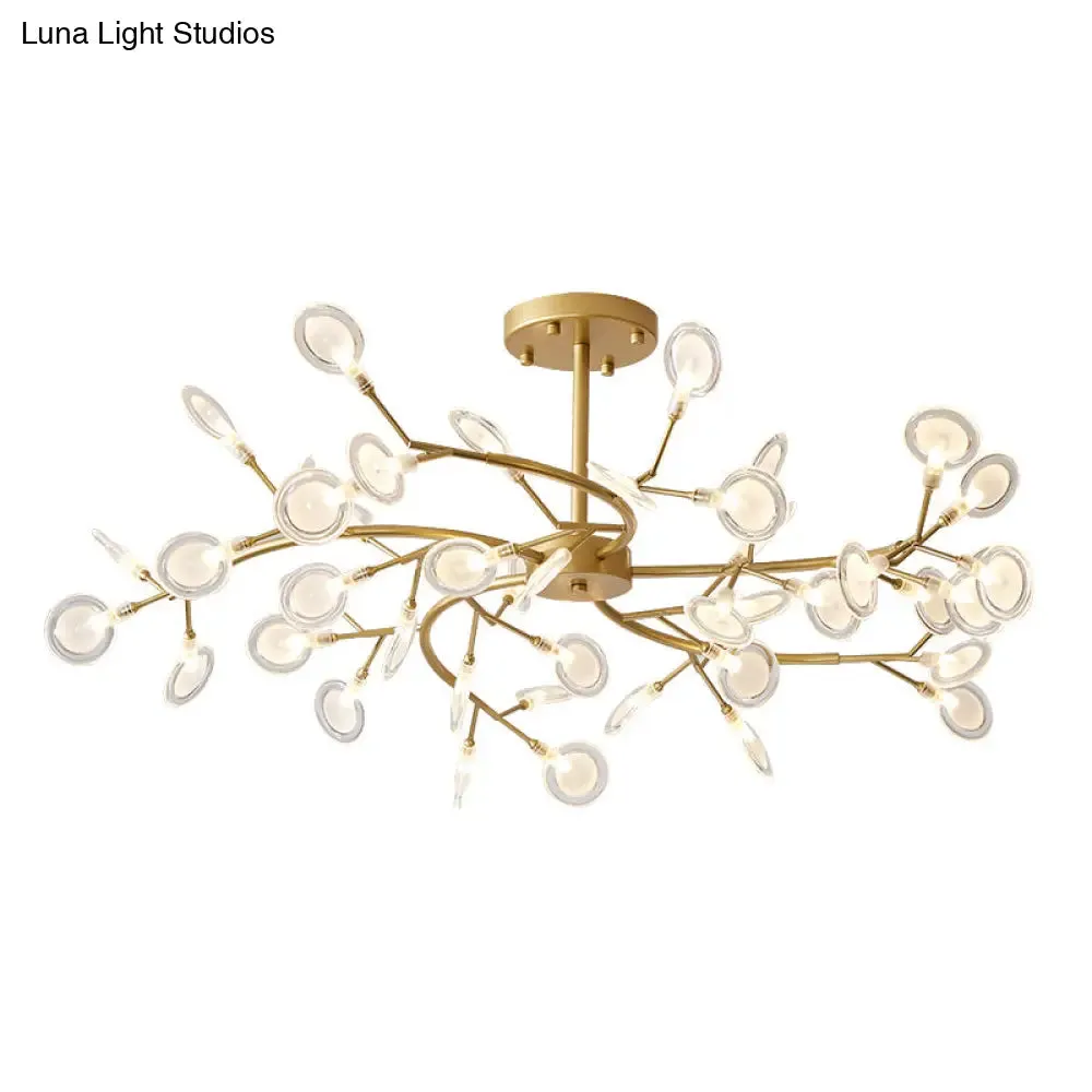 Brass Postmodern Leaf Metal Chandelier Pendant Light - LED Hanging Light for Living Room