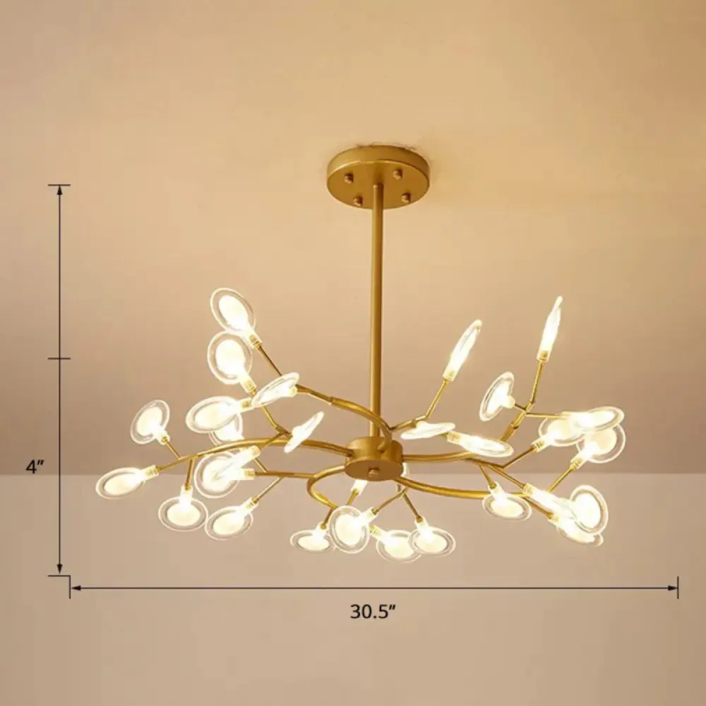 Brass Postmodern Leaf Metal Chandelier Pendant Light - LED Hanging Light for Living Room