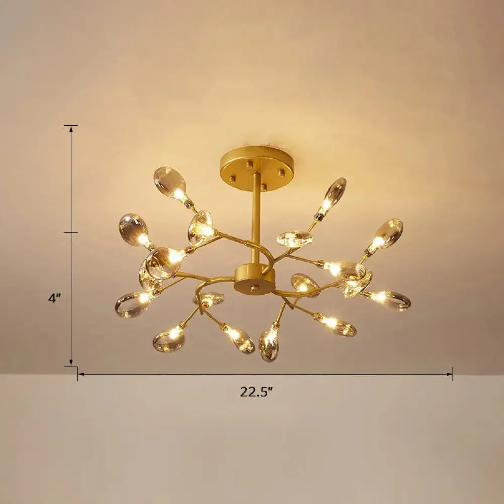 Brass Postmodern Leaf Metal Chandelier Pendant Light - LED Hanging Light for Living Room